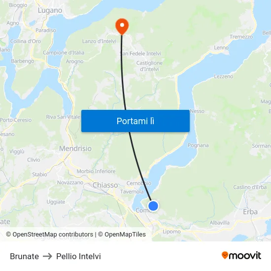Brunate to Pellio Intelvi map