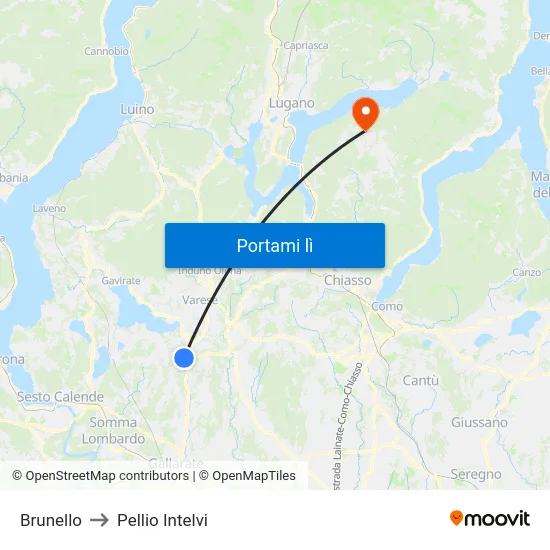 Brunello to Pellio Intelvi map