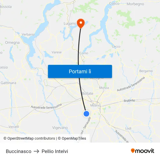 Buccinasco to Pellio Intelvi map