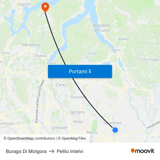 Burago Di Molgora to Pellio Intelvi map