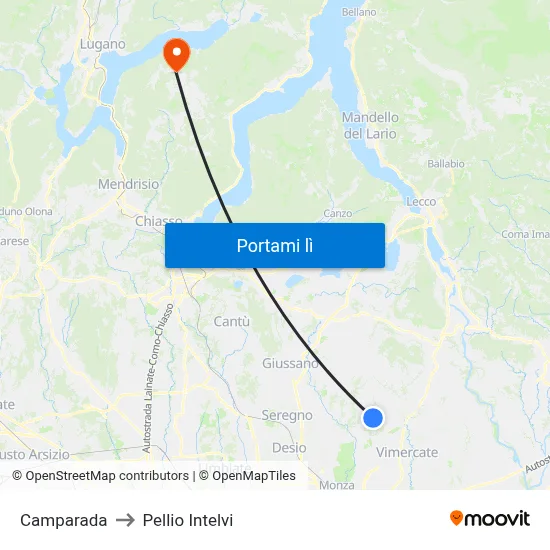 Camparada to Pellio Intelvi map