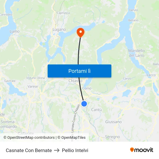 Casnate Con Bernate to Pellio Intelvi map
