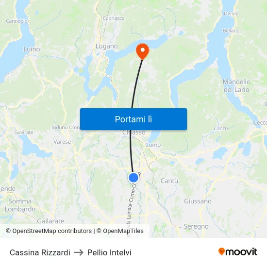 Cassina Rizzardi to Pellio Intelvi map