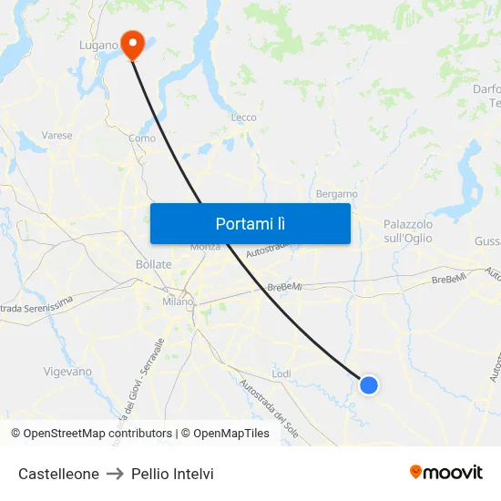 Castelleone to Pellio Intelvi map