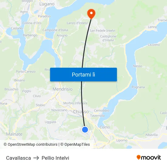 Cavallasca to Pellio Intelvi map