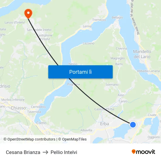 Cesana Brianza to Pellio Intelvi map