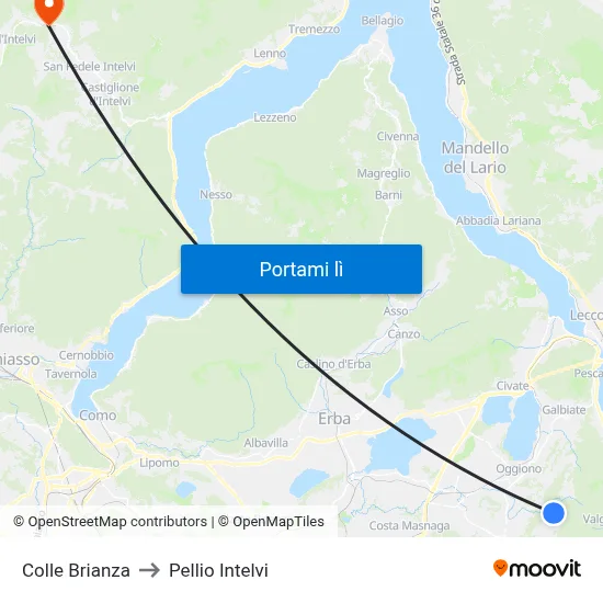 Colle Brianza to Pellio Intelvi map