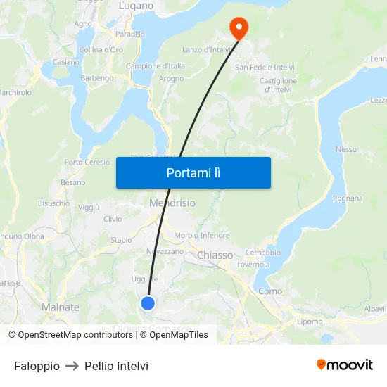 Faloppio to Pellio Intelvi map