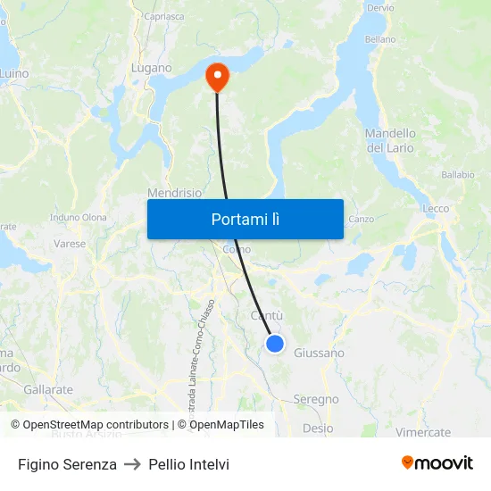 Figino Serenza to Pellio Intelvi map
