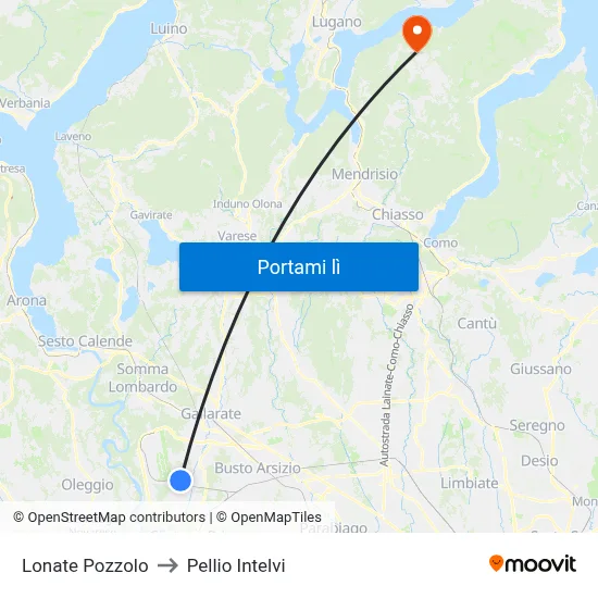 Lonate Pozzolo to Pellio Intelvi map