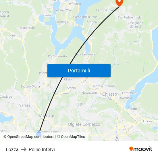 Lozza to Pellio Intelvi map