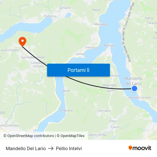 Mandello Del Lario to Pellio Intelvi map