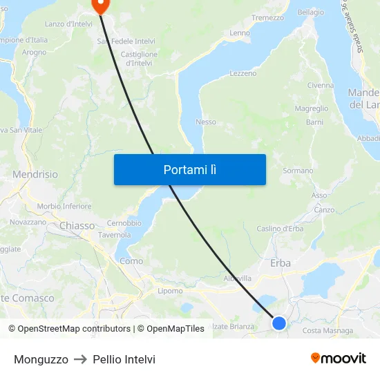 Monguzzo to Pellio Intelvi map