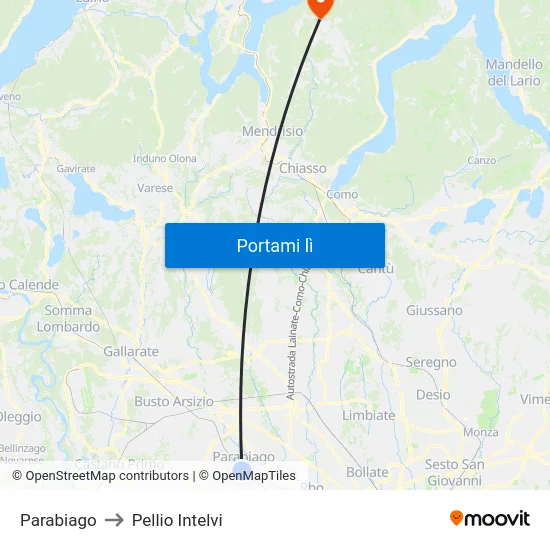 Parabiago to Pellio Intelvi map