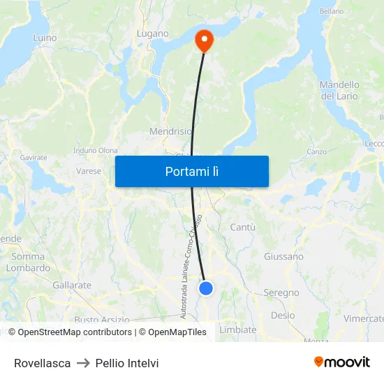 Rovellasca to Pellio Intelvi map