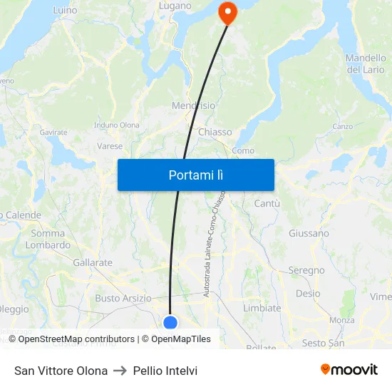 San Vittore Olona to Pellio Intelvi map