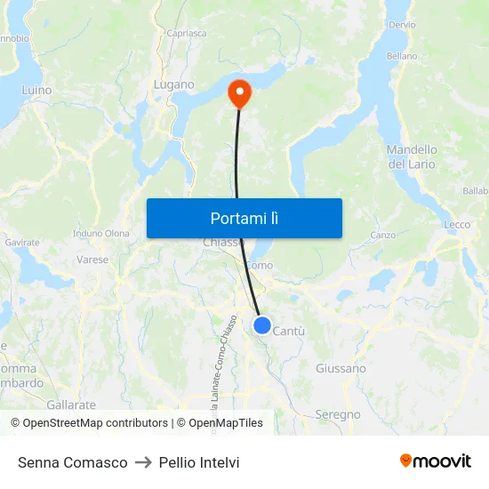 Senna Comasco to Pellio Intelvi map