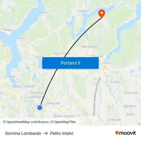 Somma Lombardo to Pellio Intelvi map