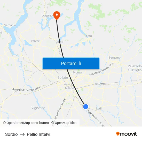 Sordio to Pellio Intelvi map