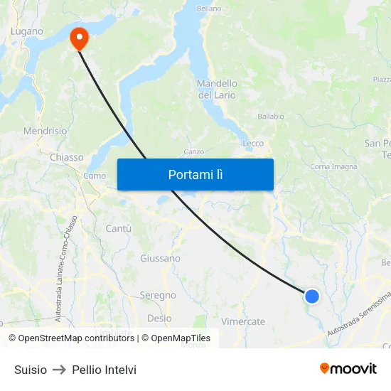 Suisio to Pellio Intelvi map