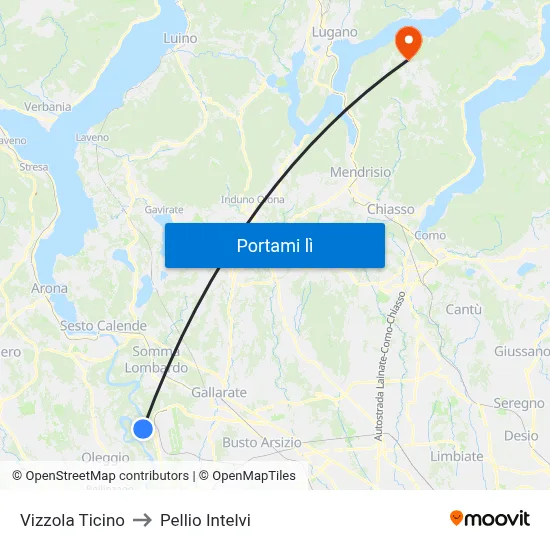 Vizzola Ticino to Pellio Intelvi map
