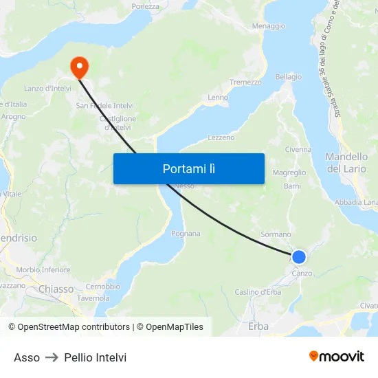 Asso to Pellio Intelvi map