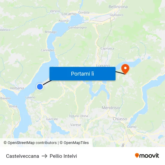 Castelveccana to Pellio Intelvi map