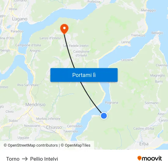 Torno to Pellio Intelvi map