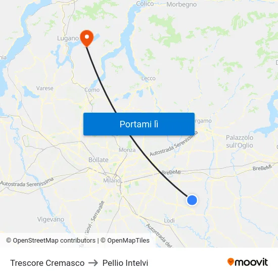 Trescore Cremasco to Pellio Intelvi map