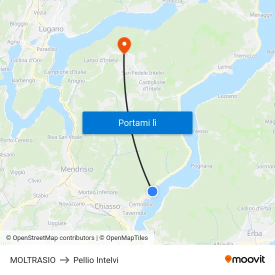MOLTRASIO to Pellio Intelvi map