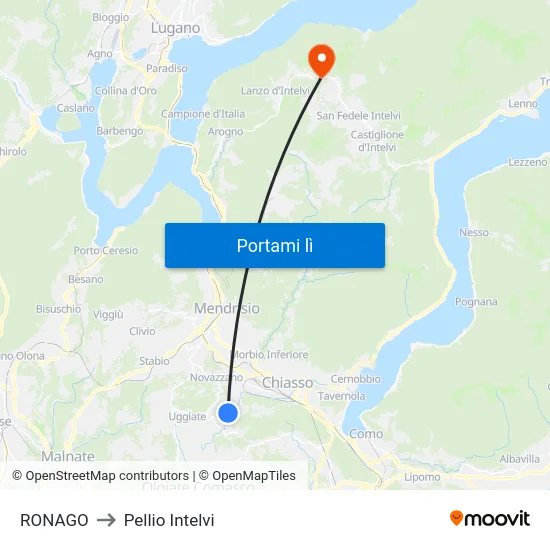 RONAGO to Pellio Intelvi map