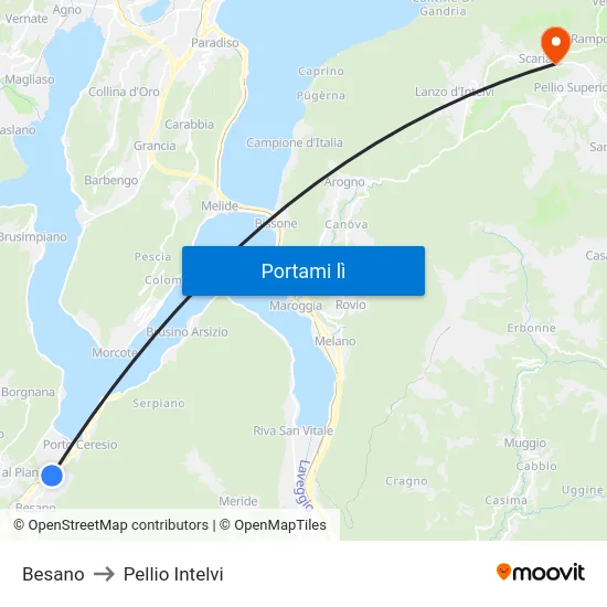 Besano to Pellio Intelvi map