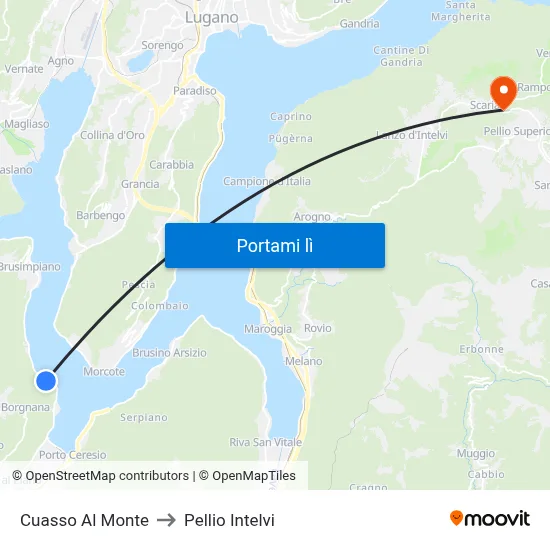 Cuasso Al Monte to Pellio Intelvi map