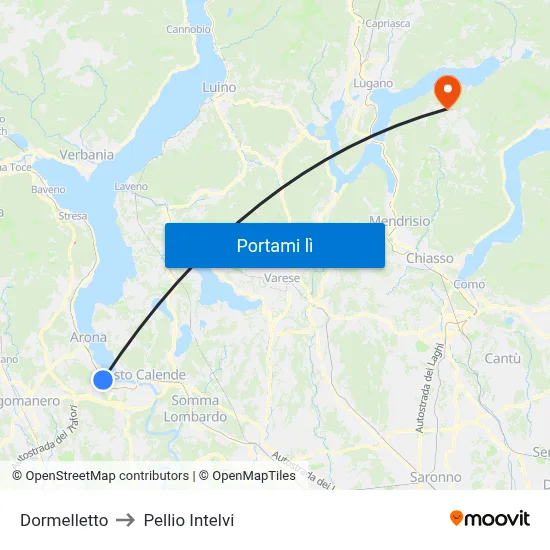 Dormelletto to Pellio Intelvi map