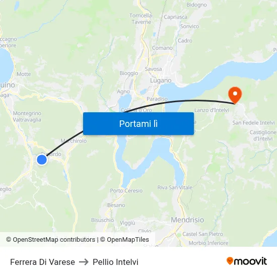 Ferrera Di Varese to Pellio Intelvi map