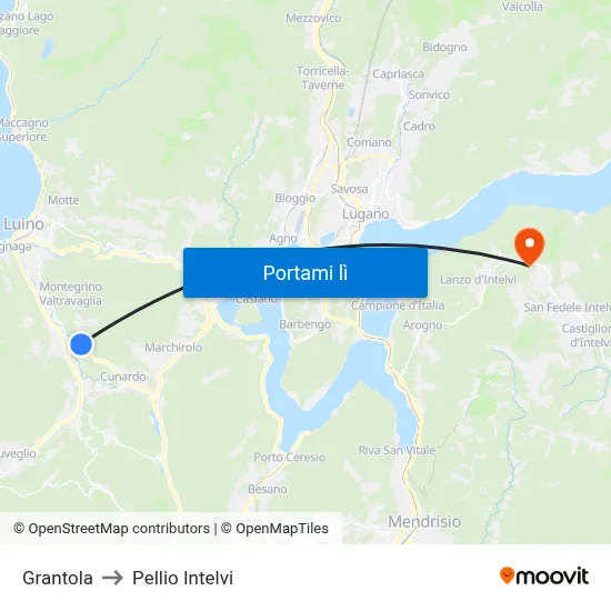Grantola to Pellio Intelvi map
