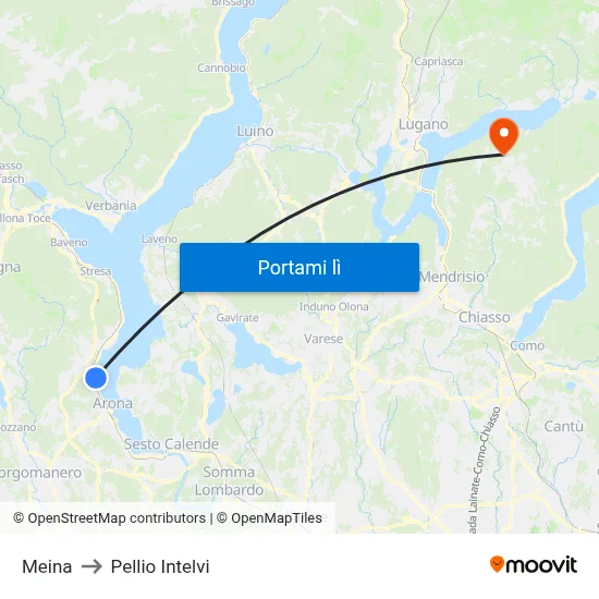 Meina to Pellio Intelvi map