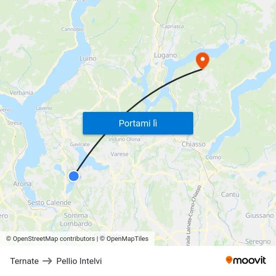 Ternate to Pellio Intelvi map