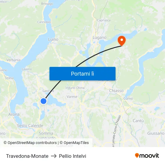 Travedona-Monate to Pellio Intelvi map