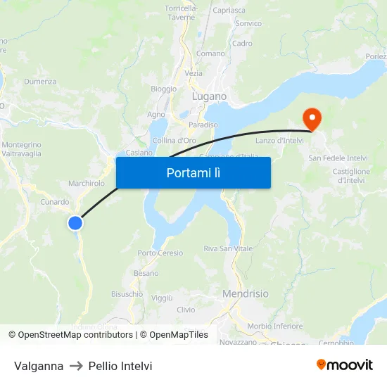 Valganna to Pellio Intelvi map
