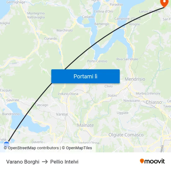 Varano Borghi to Pellio Intelvi map