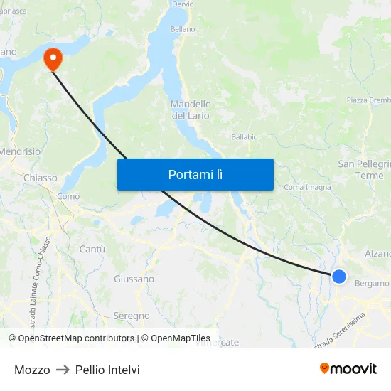 Mozzo to Pellio Intelvi map