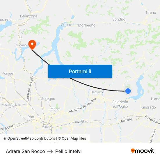 Adrara San Rocco to Pellio Intelvi map