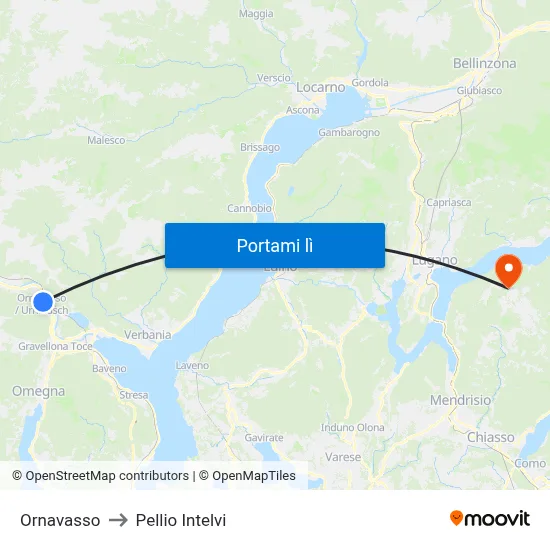 Ornavasso to Pellio Intelvi map