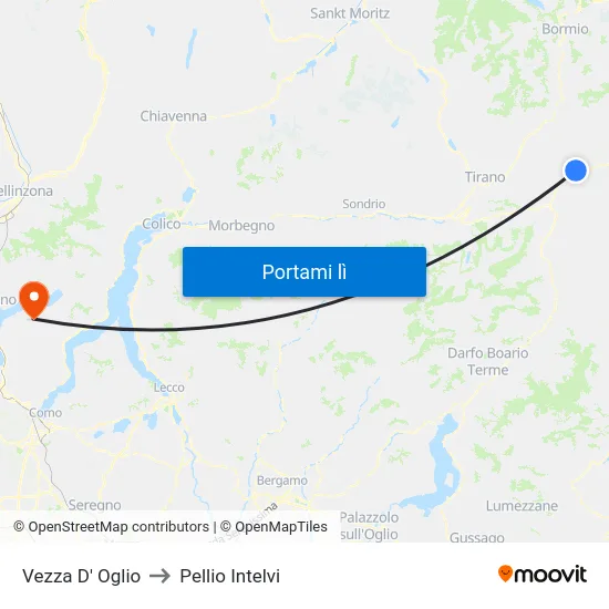 Vezza D' Oglio to Pellio Intelvi map