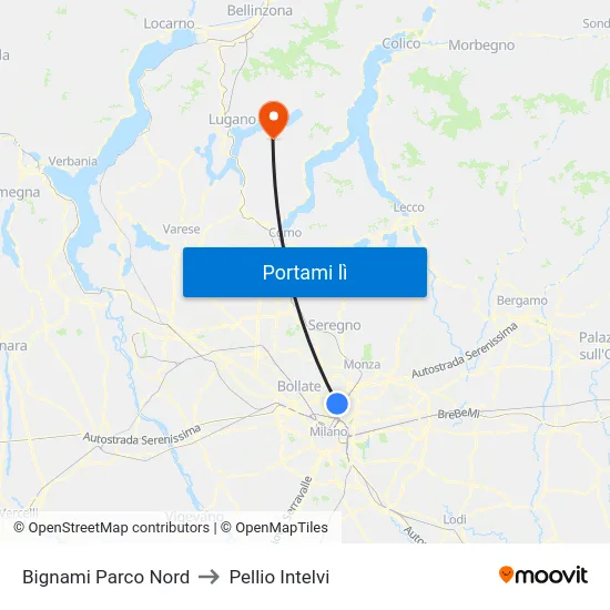 Bignami Parco Nord to Pellio Intelvi map