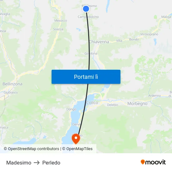 Madesimo to Perledo map