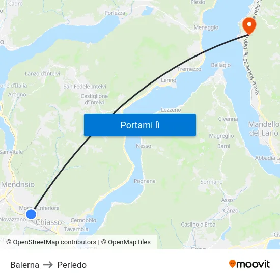 Balerna to Perledo map