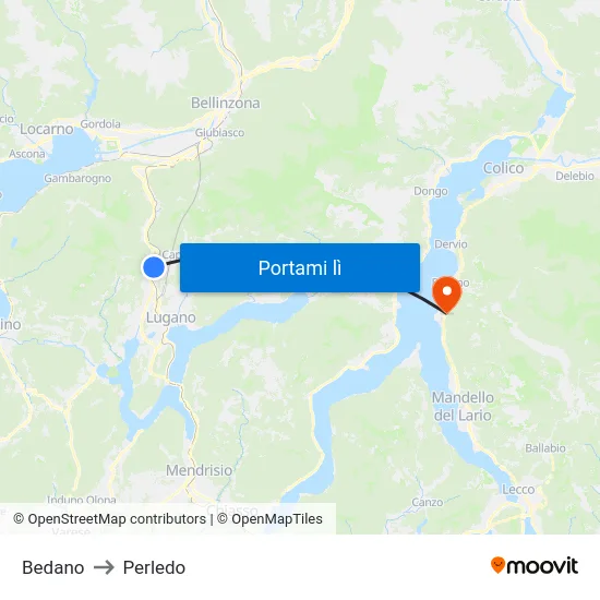 Bedano to Perledo map