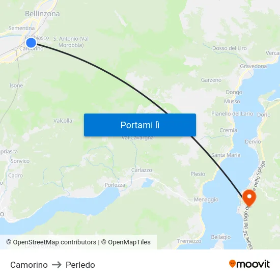 Camorino to Perledo map